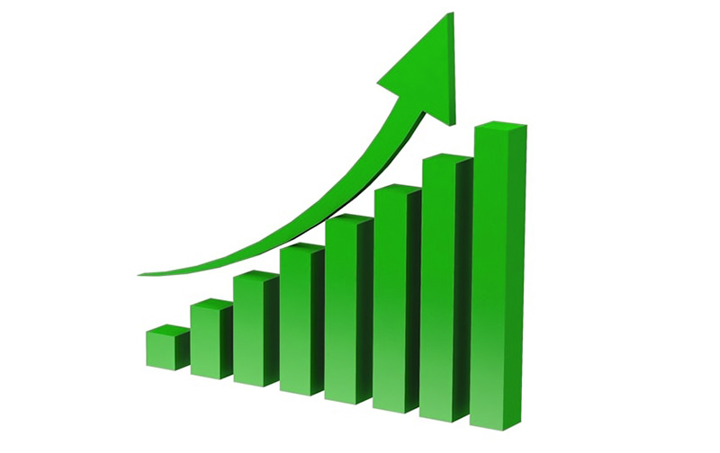 Graph with arrow pointing upwards